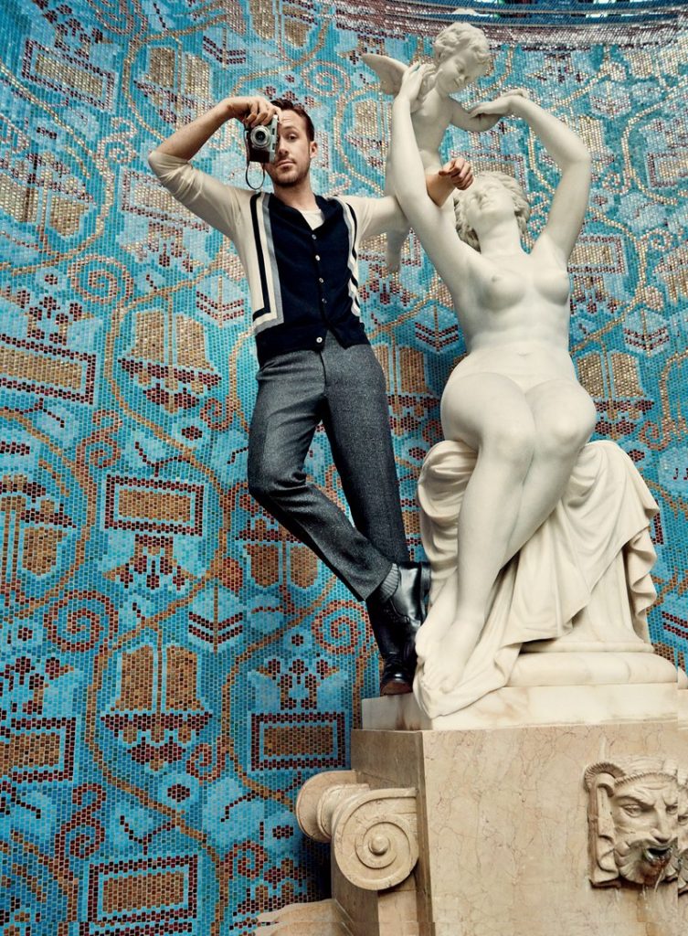 Ryan Gosling in Budapest bath – still rocking his Ralph Lauren suit